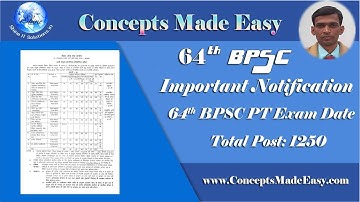 64th BPSC important announcement | 64th BPSC PT Exam Date | 64th BPSC Total No of Post | 64th BPSC
