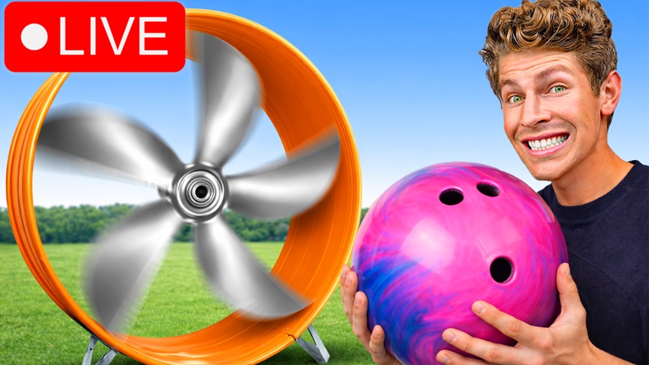 Bowling Ball vs Giant Fan!