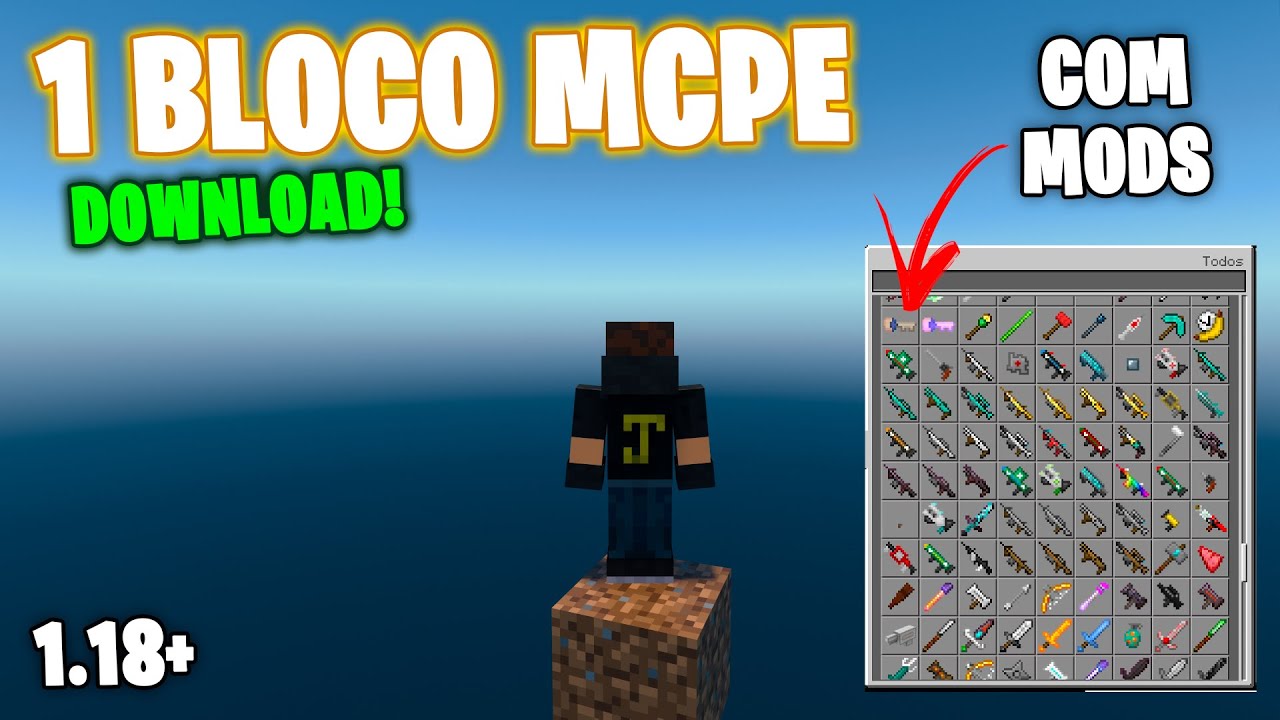 DOWNLOAD MAPA UM BLOCO para MCPE 1.18.31+ com 50 MODS! *Baixar 1 Bloco ...