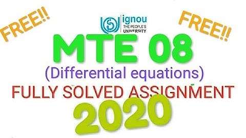 MTE 08 || FULLY SOLVED ASSIGNMENT 2020 ||💯% FREE