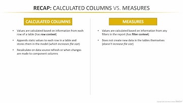 RECAP Calculated Columns vs  DAX Measures Microsoft Power BI Desktop for Business