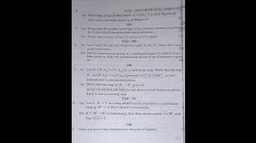Mgkvp M. sc maths Topology previous year question paper 2019