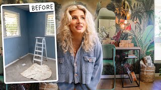 Our tropical inspired tiny bedroom transformation! (Island Fixer-Upper) 🌈🌴