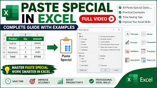 Excel Paste Special – Complete Guide | All Paste Special Options Explained with Practical Examples |