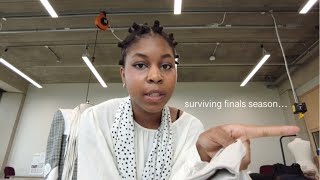 Finals Season at FASHION SCHOOL in London (pt 2)  | finishing sewing my coat, shopping