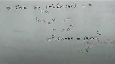 ##11 maths exercise 2.12-12 | solve lod(x²-6x+65)base (5-x) = 2 | ன் தீர்வு காண்க