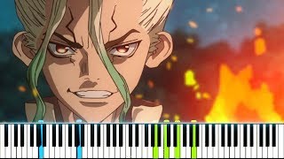 [Dr. Stone ドクターストーン OP] 'Good Morning World!' - BURNOUT SYNDROMES (Synthesia Piano Tutorial)