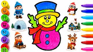 How to Draw a Cute Snowman Easy - Step by Step Drawing for Kids