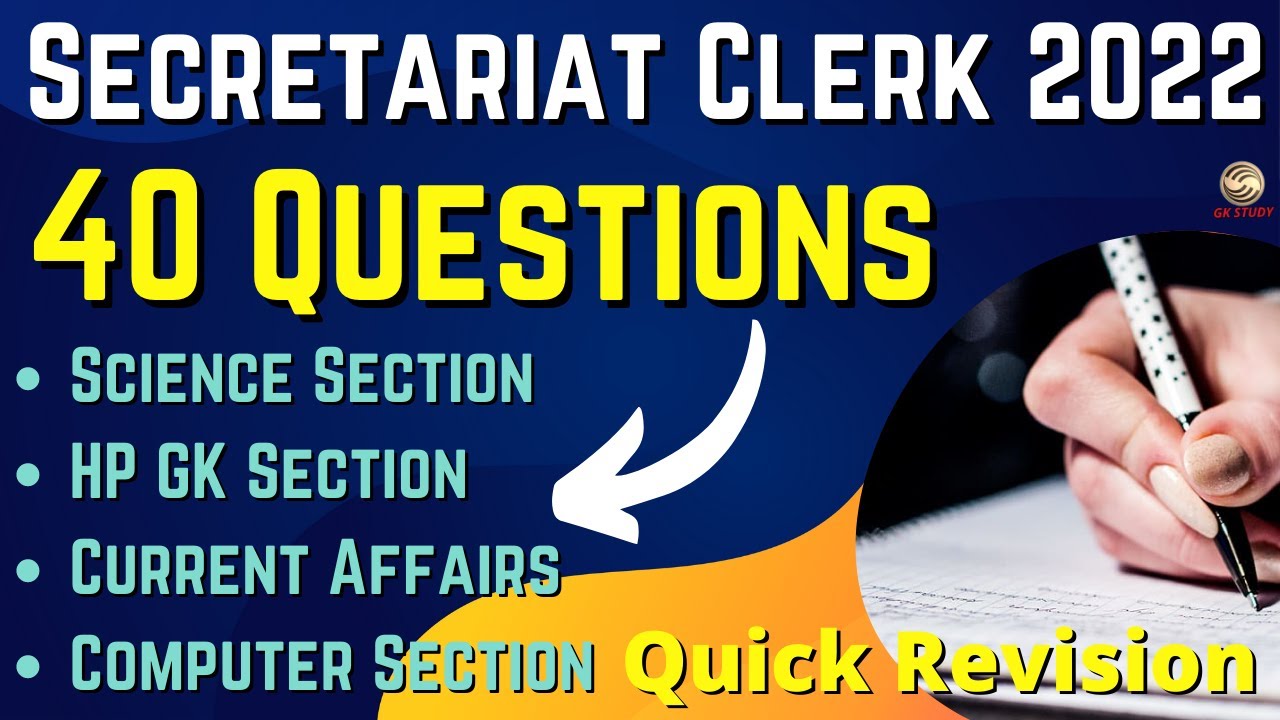 HP Secretariat Clerk Exam Preparation !! 40 Most Important Questions !! HPGK, Computer, Science, C.A