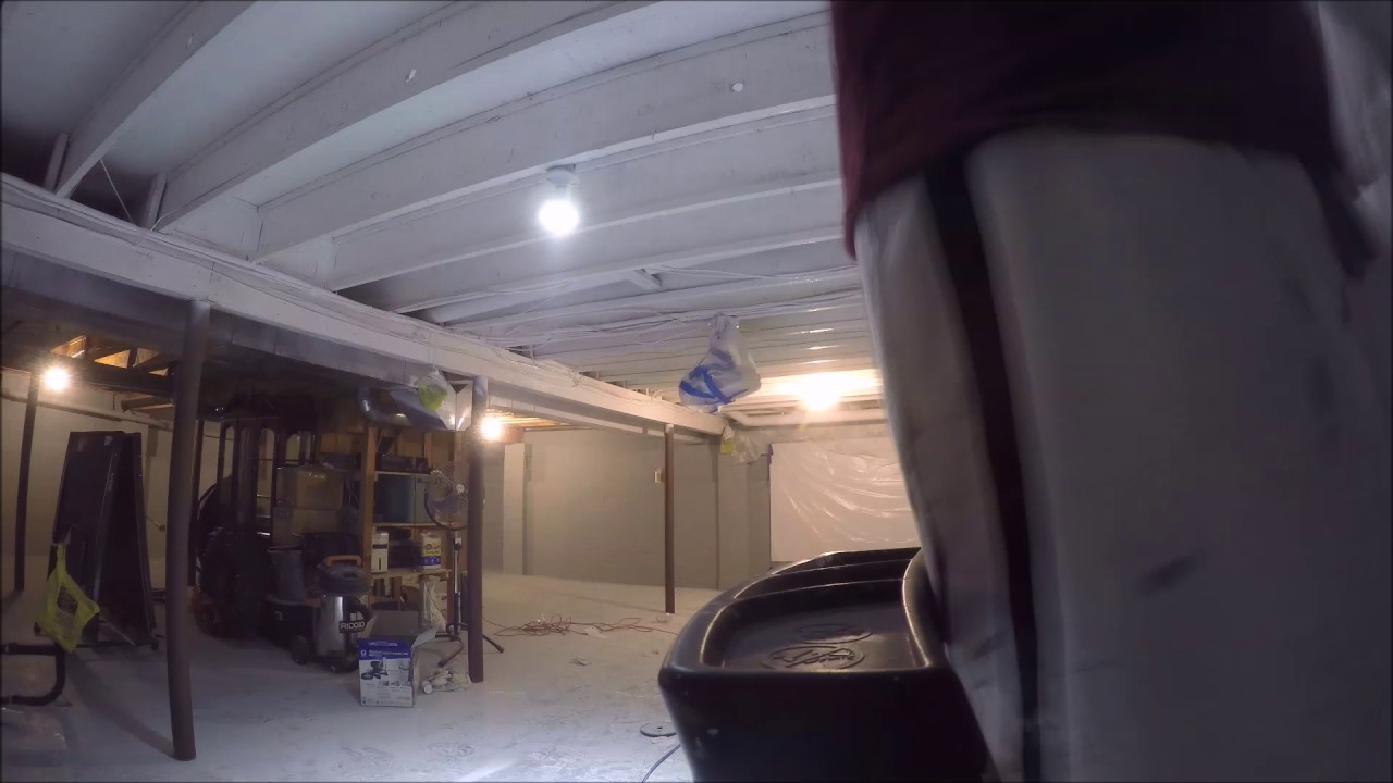 Painting The Basement Ceiling With Graco Sprayer Youtube