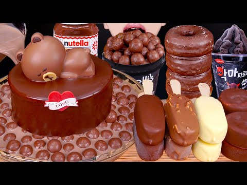 ASMR MALTESERS CHOCOLATE MILK MAGNUM ICE CREAM CAKE NUTELLA DESSERT MUKBANG몰티져스 먹방 咀嚼音 EATING SOUNDS