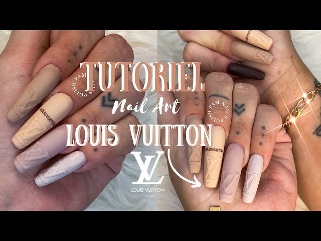 LV Louis Vuitton Nails, LV Nail designs, High Fashion, Matte Acrylic Nails