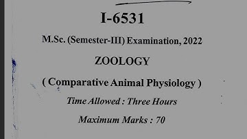 MSc Zoology 3rd Semester Comparative Animal Physiology 2022 Question Paper | Msc  Old Question Paper