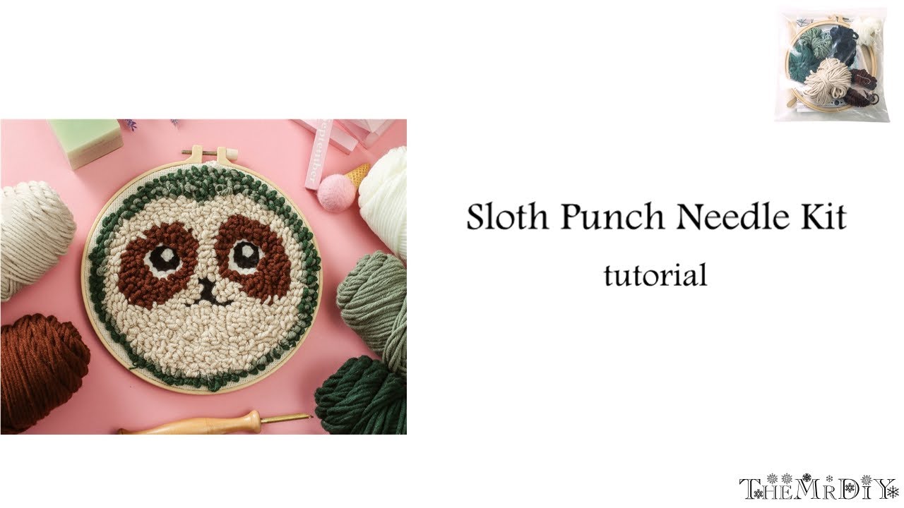 Sloth Punch Needle Kit for Beginner,Starter Punch Embroidery Kit,Yarn Art Needle Punching