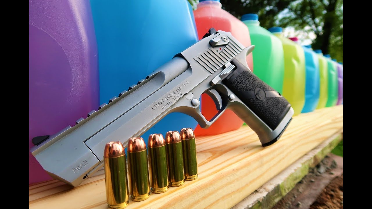 Desert Eagle 50ae How Many Milk Jugs 50 Cal Handgun Youtube