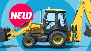Backhoe Excavator for Kids - 3D Educational Cartoon - Diggers for Children at Construction Site