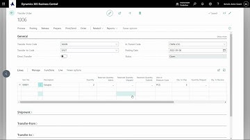 How to transfer inventory between locations in Business Central
