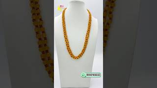Yellow Pumpkin Beads Necklace with Original CZ High Crush Beads | 4 Thread Handmade Design