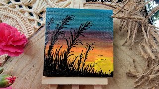 Painting ideas: How EASY is to paint sunset view using Arteza acrylic paint tutorial step by step