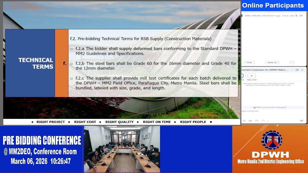 Procurement Livestream for DPWH Metro Manila 2nd DEO on March 6, 2026