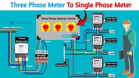 Three Phase Meter To Single Phase Meter Connection l Selector Switch l Three Phase Meter Connection