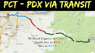 How to travel between the PCT (Timberline) and downtown Portland Oregon via public transit