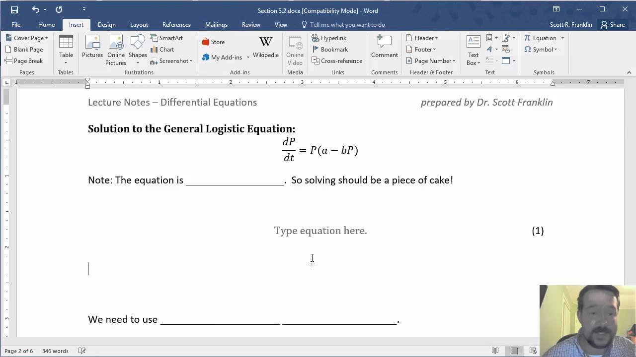 How to Insert Equations Numbers in Word 16