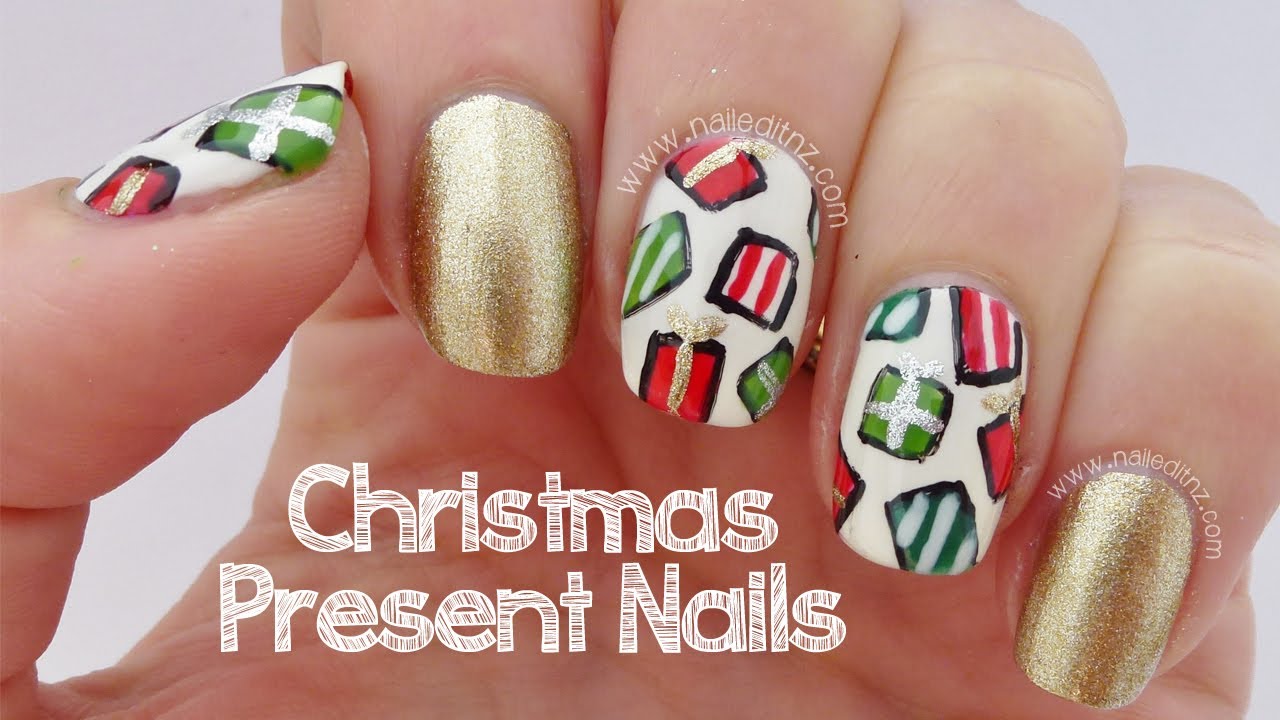 4. "Step-by-Step Christmas Present Nail Art Tutorial" - wide 3