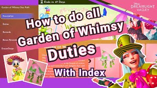 ALL Garden of Whimsy Star Path Duties with index// Disney Dreamlight Valley