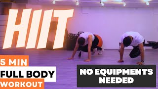 5 MIN FULL BODY HIIT for Beginners - No Equipment [NO REPEAT] | Follow Along Bodyweight Workout