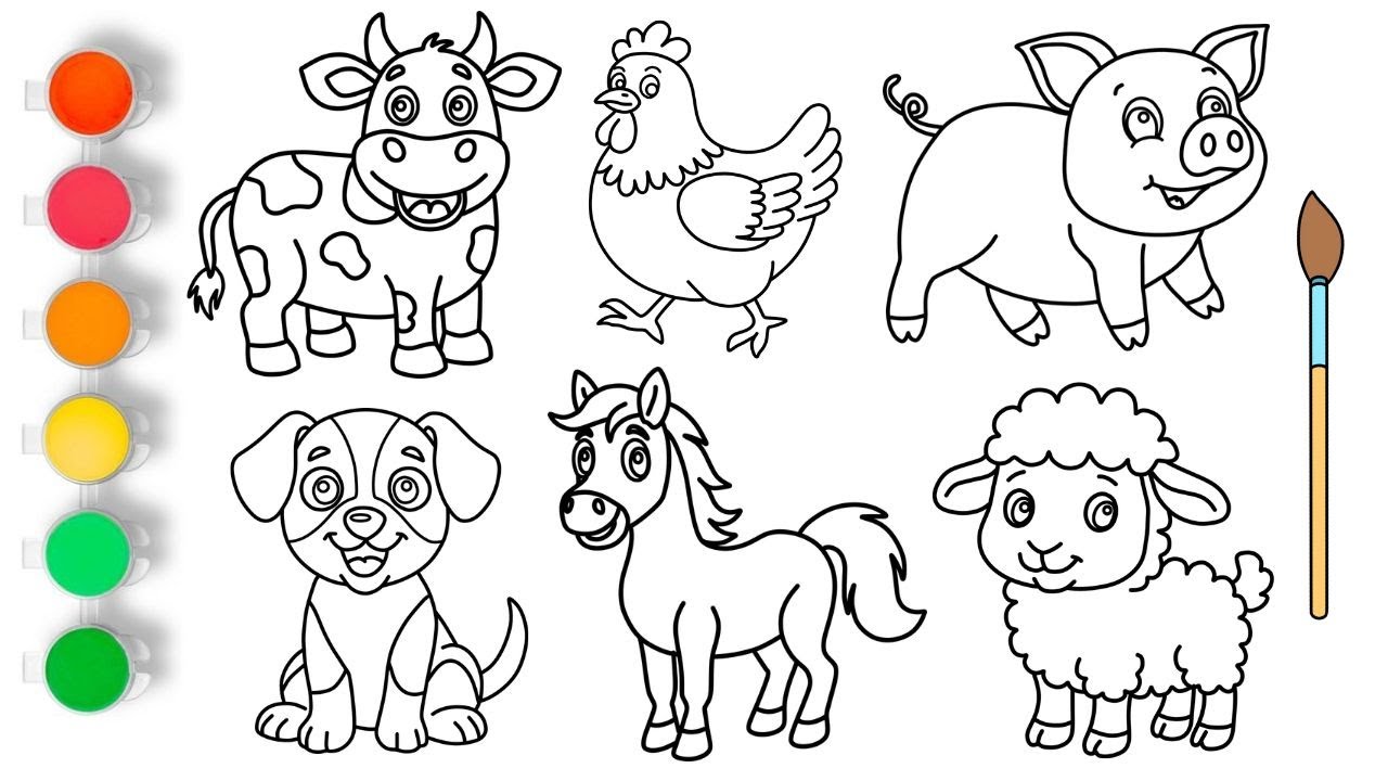 How to Draw Farm Animals For Kids | Easy Drawing Tutorial - YouTube