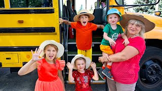 Five Kids Wheels on the Bus with Grandmother + more Children's Songs and Videos