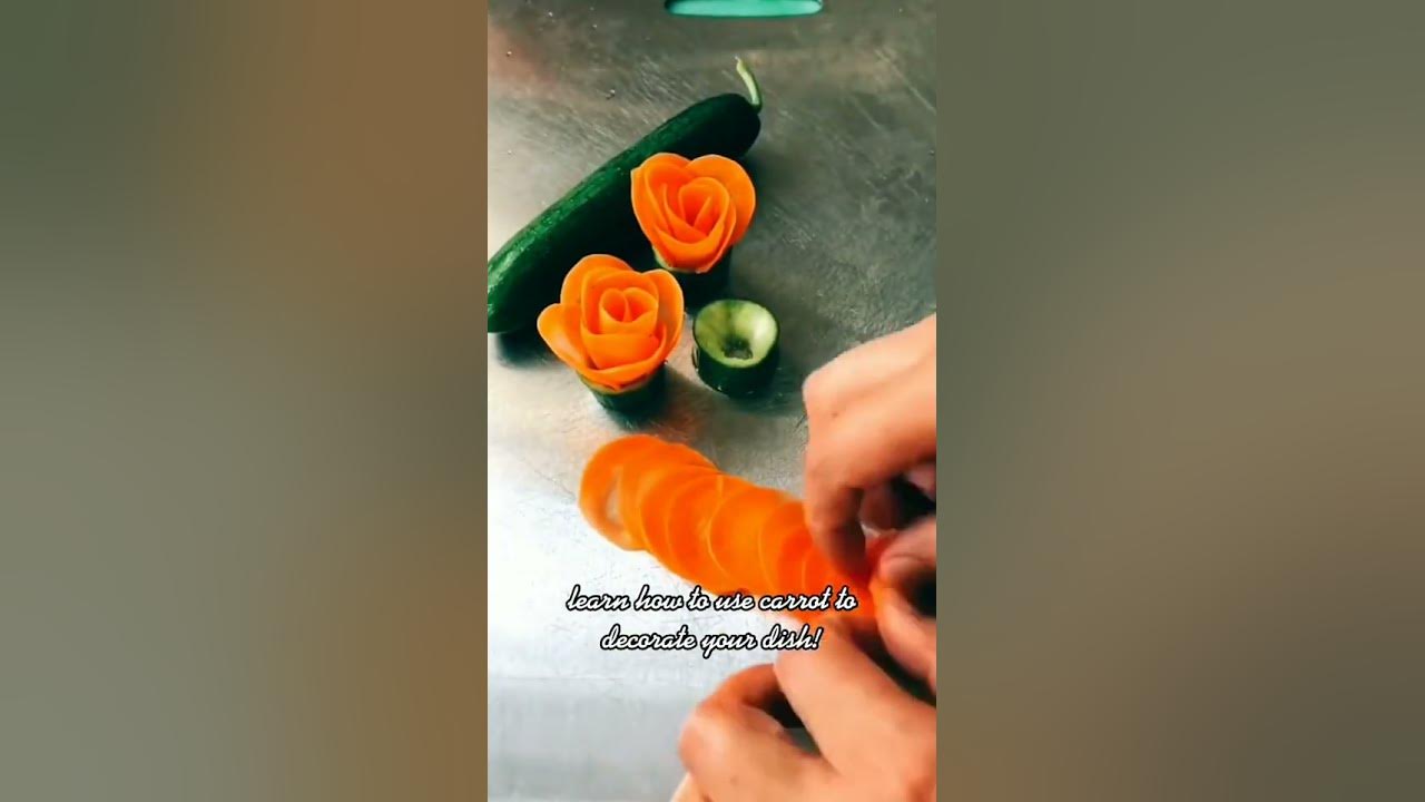 cara membuat bunga mawar dari wortel & mentimun, subscribe ya #shorts #vegetables #garnish #viral