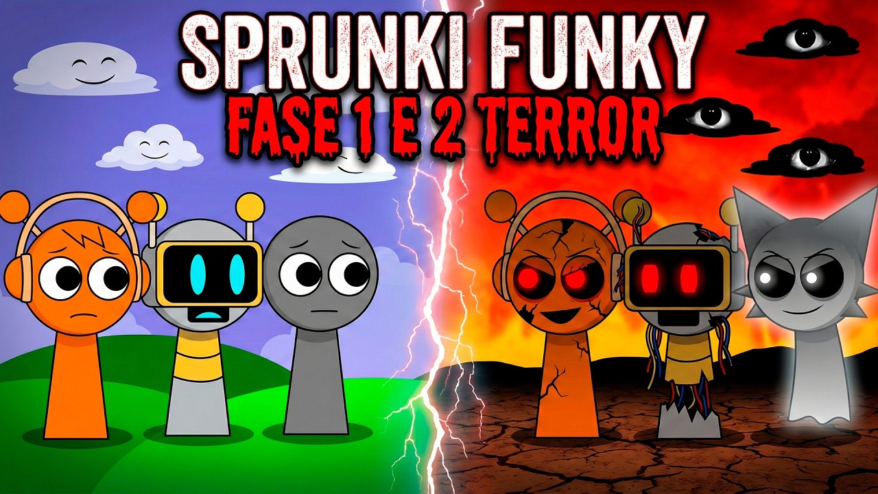Transformação Bizarra: Sprunki Funky FASE 1 E 2 TERROR (A Origem do Mal)
