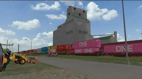 Huge Canadian National Double Stack Blasting Through Delmas, Saskatchewan