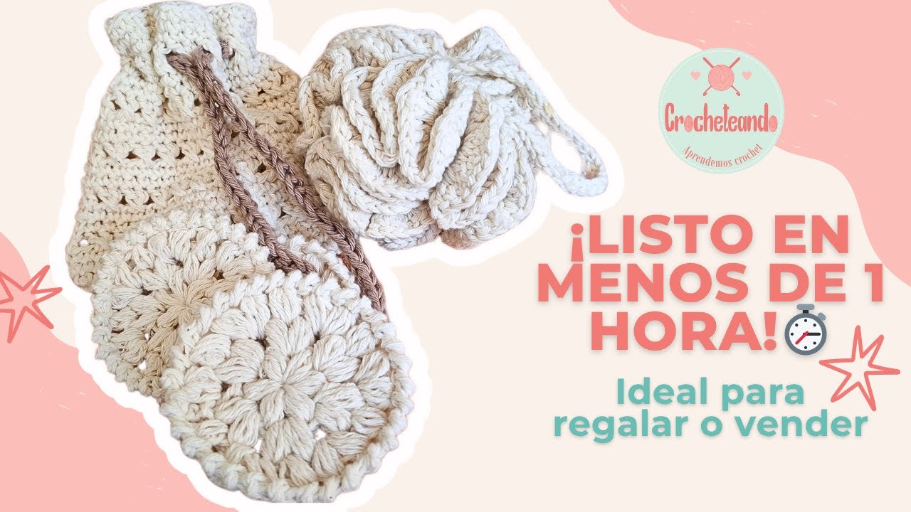 Cómo tejer un set de limpieza facial y corporal en crochet - Paso a paso