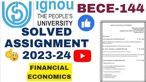 IGNOU ASSIGNMENT SOLVED 2023-24 BECE-144