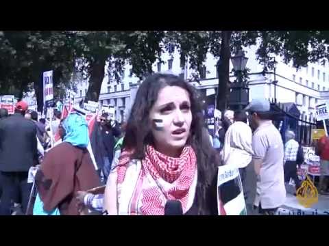 مظاهرة في لندن لوقف تصدير السلاح لإسرائيل