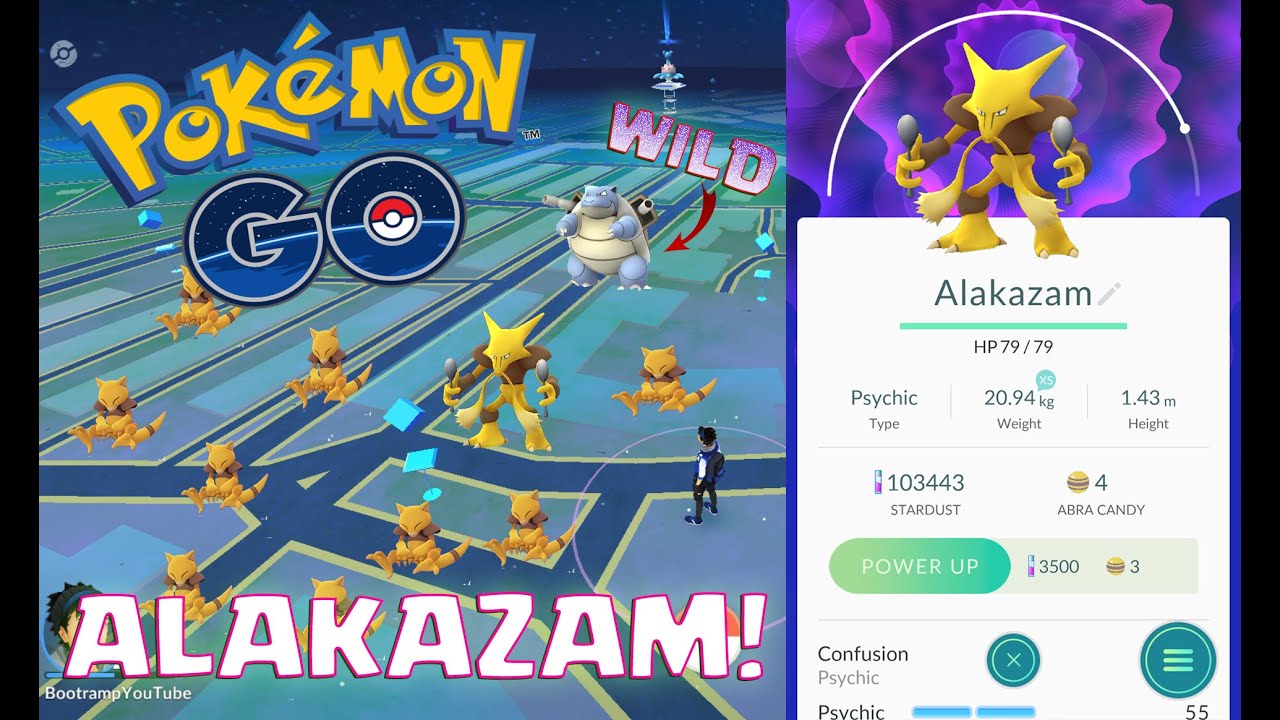 Pokemon Alakazam legacy Counter + 3 MOVES GO ULTRA LEAGUE 2500CP Abra  evolution