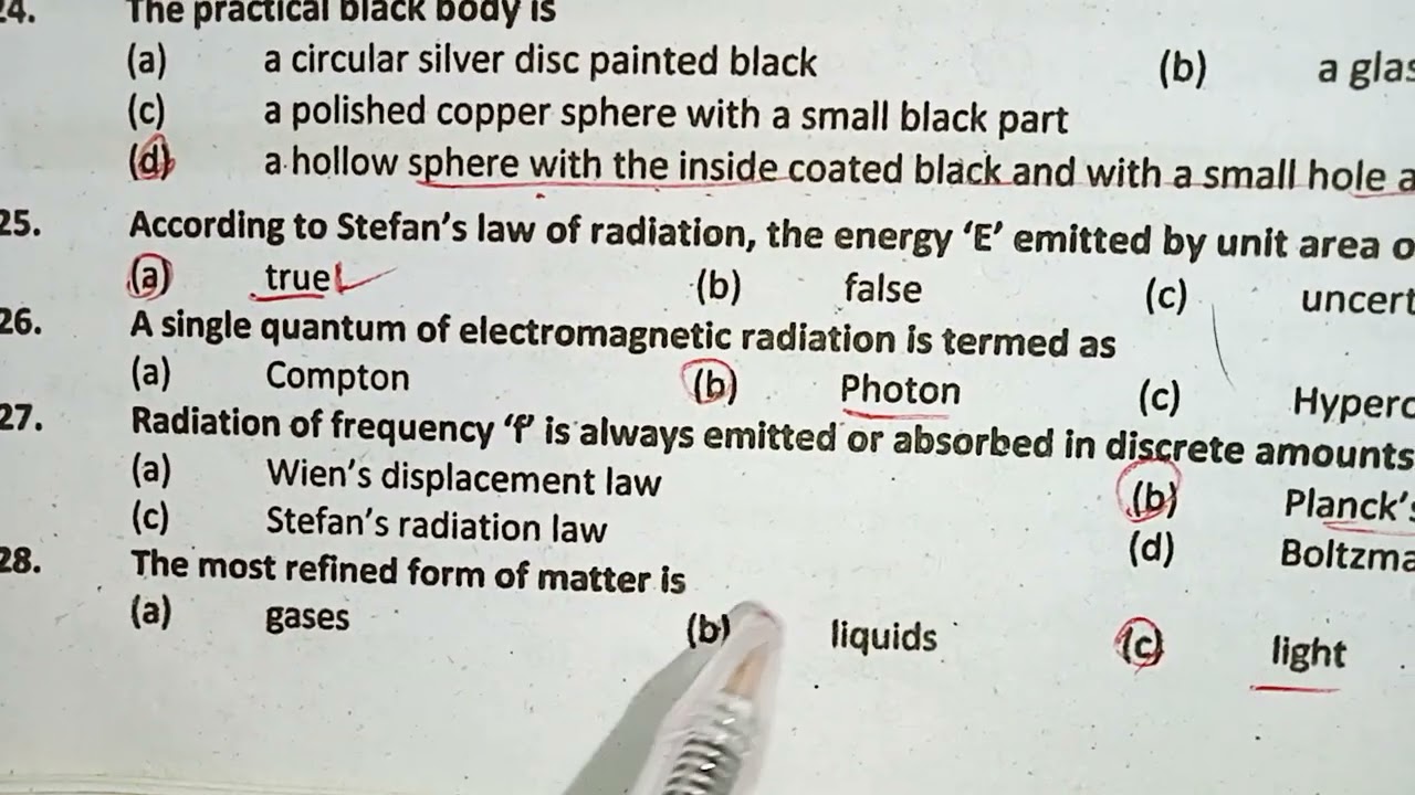 Black Body Radiation | Important Physics MCQs