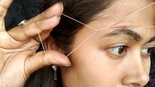 Eyebrows threading at home | DIY | step by step eyebrows threading