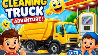 🚛 CLEANING TRUCK ADVENTURE! 🧹🚚 | Funny Truck Game for Kids | Car & Truck Cartoon screenshot 2