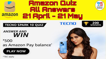 Amazon Tecno Spark 10 Quiz Answers Today | Amazon Daily Quiz Answers | Technical Sachin