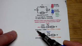 20mA Current Through Red LED Ohm Law Formula Calculation Example