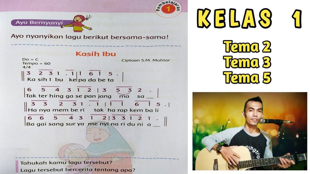 Lagu kasih ibu kepada beta  Pembelajaran Kelas 1 Tema 2, 3, dan 5  YouTube