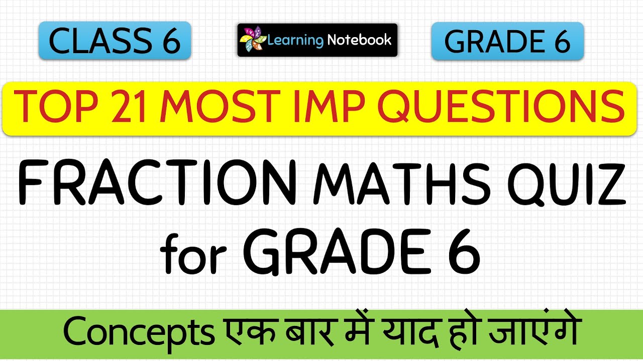 Class 6 Fraction Question and Answer | Maths Quiz for grade 6 with ...