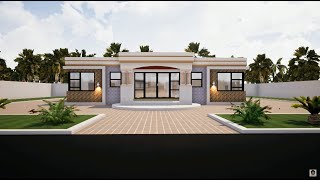 Flat roof house design | 3 Bedroom | 16m x 12.5m  |Low cost