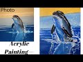 How to Paint Dolphin in Acrylic Colours | Easy blue Dolphin Painting | Telugu Tutorial