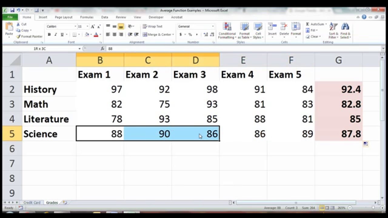 Calculate Average in Excel