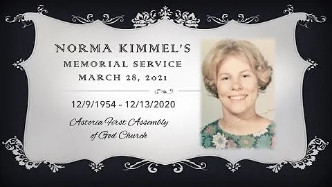 Video of Norma Kimmel's Memorial Service (March 28...